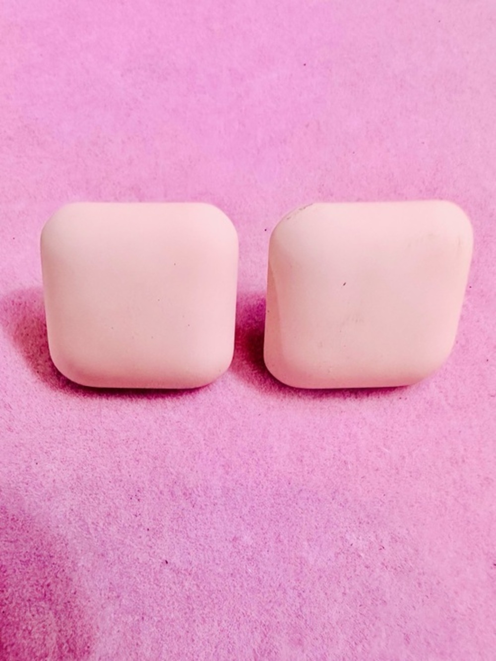 Blush Pink Square Stud Earrings